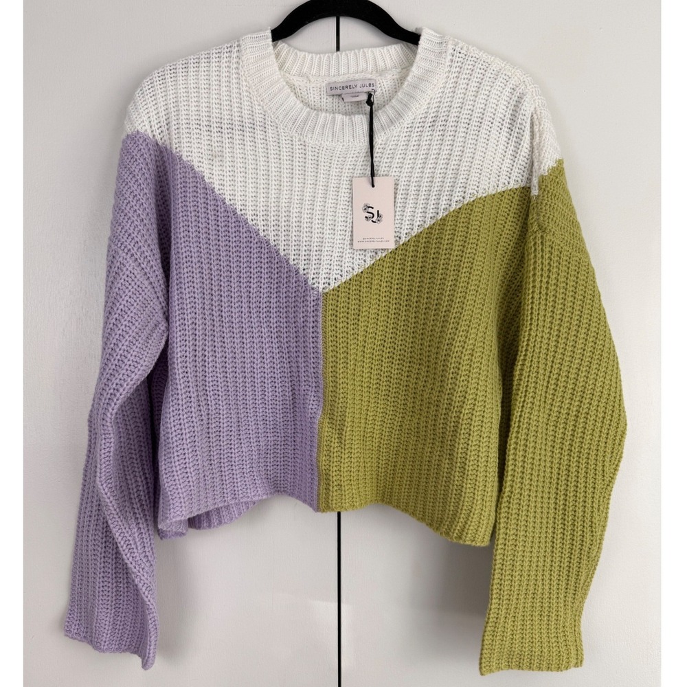 Sincerely Jules Womens Colorblock Chunky Knit Oversized Sweater ST20561 Medium